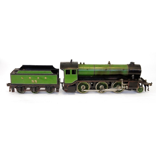 431 - Bassett-Lowke O gauge live steam spirit-fired 'Mogul' 2-6-0 locomotive and six wheel tender marked L... 