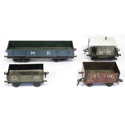 438 - Carette gauge 1 MR single-ended brake van M.1911 together with GW loco coal open wagon No. 23464 in ... 