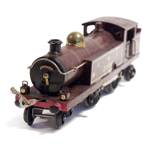 455 - Hornby clockwork O'' gauge 4-4-4 tank engine number 2052 in LMS maroon livery