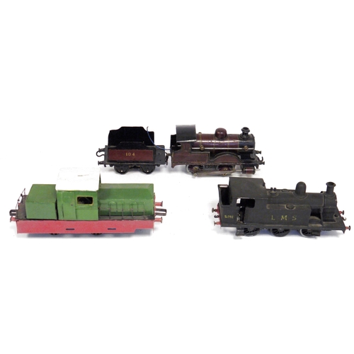 467 - Three electric O gauge locomotives to include 0-6-0 locomotive LMS No. 2391 black livery (converted ... 