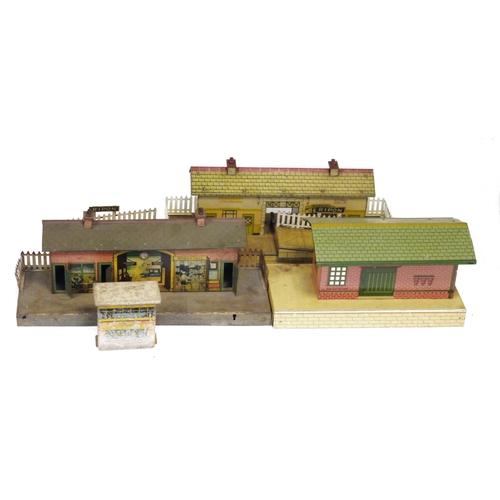 469 - Large quantity of Hornby tinplate buildings to include No.4 Ripon station, 2 x No. 2e Windsor statio... 