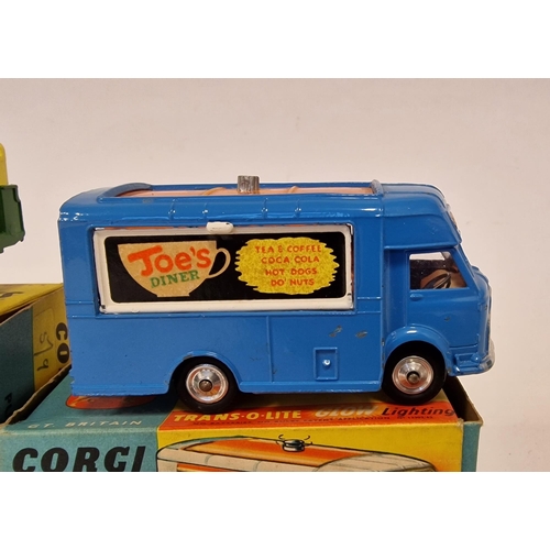 489 - Corgi Toys 471 Smiths-Karrier mobile canteen together with 472 public address vehicle (missing femal... 