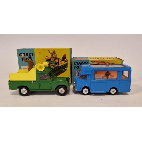 489 - Corgi Toys 471 Smiths-Karrier mobile canteen together with 472 public address vehicle (missing femal... 