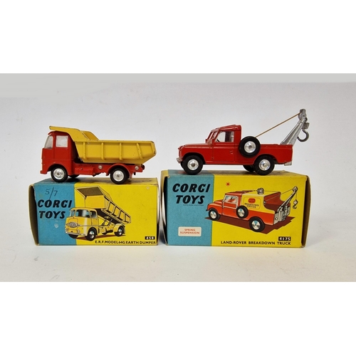 494 - Two boxed Corgi Toys to include 458 E.R.F. model 64G earth dumper and 417S Land-Rover breakdown truc... 