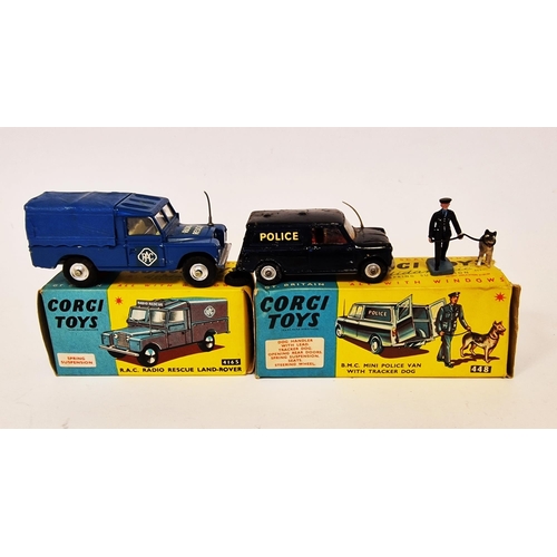 496 - Two boxed Corgi Toys to include 416S R.A.C. radio rescue Land-Rover, together with 448 B.M.C. mini p... 