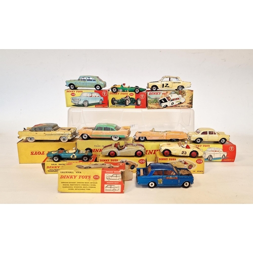 502 - Quantity of playworn Dinky Toys with boxes (flap cut) to include 2 X 109 Austin-Healey '100' Sports,... 