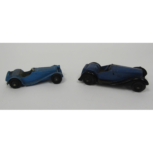 504 - Dinky Toys diecast model vehicles to include No.38f blue Jaguar and 36e British Salmson two-seater s... 