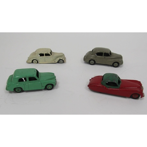 505 - Dinky Toys Diecast model cars to include 157 Jaguar XK120 Coupe  red including ridged hubs with smoo... 