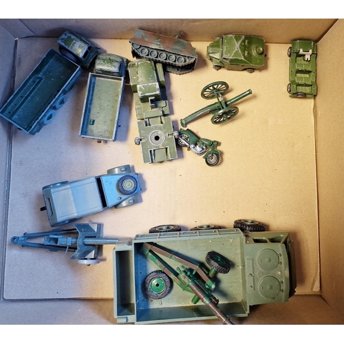 523 - Quantity of playworn diecast model cars and military vehicles to include 651 Centurion tank, Dinky S... 