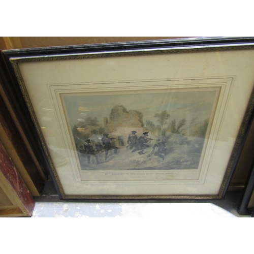 1289 - Framed print after M.A.Hayes '60th Regiment ( or The Kings Royal Rifle Corps) Heavy Marching Order,'... 