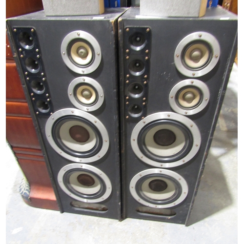 1293 - A pair of 3 way sound system DJ speakers in black painted case, 2 woofers, 2 sub-woofers and 4 tweet... 