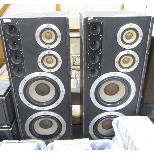 1294 - A pair of 3 way sound system DJ speakers in black painted case, 2 woofers, 2 sub-woofers and 4 tweet... 