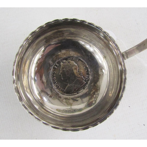 133 - Group of silver and silver plate, including a toddy ladle inset with a George II coin, a late Victor... 