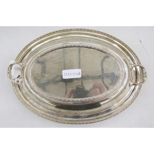 15 - George VI silver lidded entree serving dish by Walker & Hall, with reeded border hallmarked Sheffiel... 