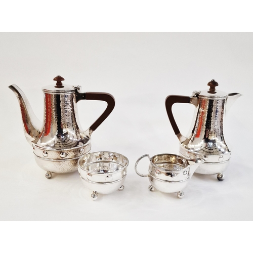 156 - Arts and Crafts Windermere silver plate 4-piece coffee service, coffee pot, hot water pot, sugar bow... 