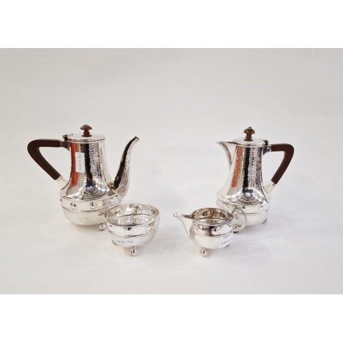 156 - Arts and Crafts Windermere silver plate 4-piece coffee service, coffee pot, hot water pot, sugar bow... 