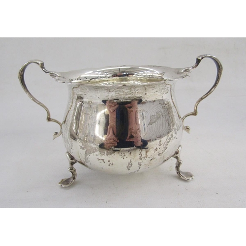 17 - George V silver teapot, raised on four bun style feet, hallmarked Sheffield 1929, by Atkin Brothers,... 