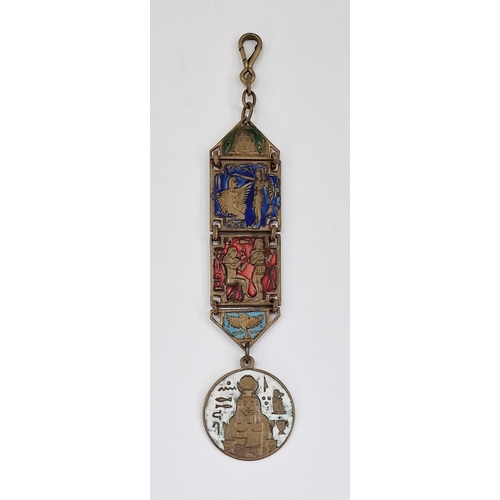 268 - Egyptian enamelled metal pendant watch fob