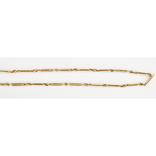 286A - 9ct gold bar and knot-pattern albert chain with bolt ring, 9.4g approx.