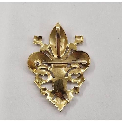 299 - 18ct gold fleur-le-lys pierced pendant with matt finish, 7.5g approx.