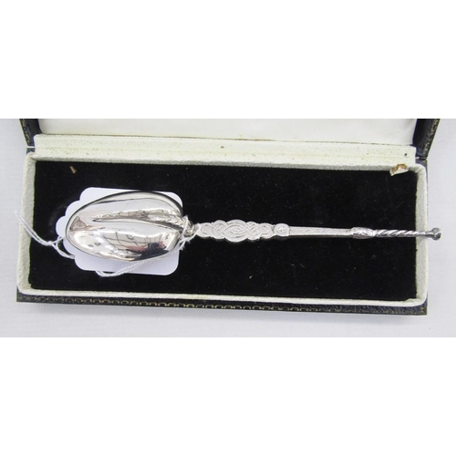 31 - William IV silver berry spoon, London 1835, and a silver-gilt copy of the Coronation Anointing  spoo... 