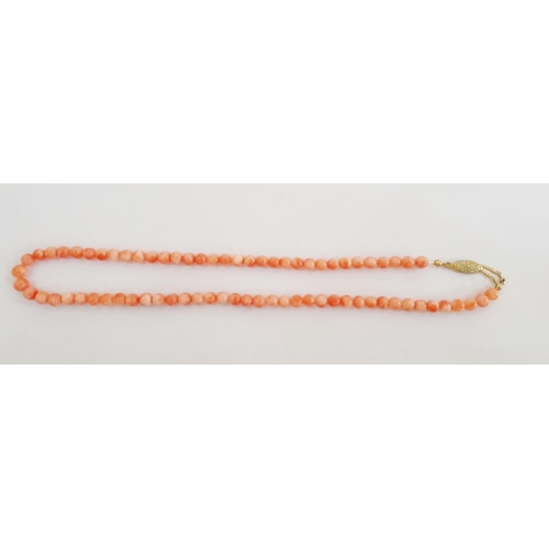 330 - Coral bead necklace, single-strand