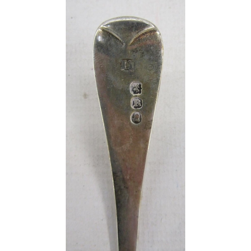 35 - Small Georgian silver sauce ladle, together with three silver sugar sifter spoons, various ages, gro... 