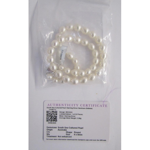 382 - Two strings of South Sea cultured pearls, two long strings of cultured pearls, a string of pale pink... 