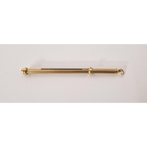 404 - 9ct gold propelling swizzlestick, with engine turned case, small Asprey 166 Bond Street leather case... 