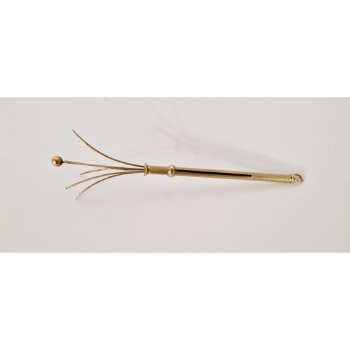 404 - 9ct gold propelling swizzlestick, with engine turned case, small Asprey 166 Bond Street leather case... 