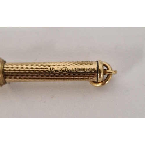 404 - 9ct gold propelling swizzlestick, with engine turned case, small Asprey 166 Bond Street leather case... 