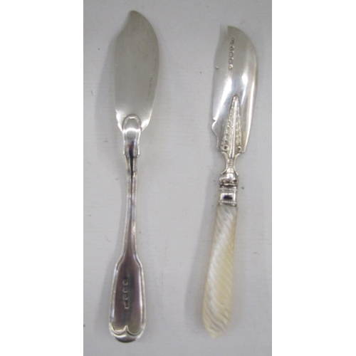 43 - Victorian silver bladed butter knife, with carved mother of pearl handle, hallmarked Birmingham 1875... 