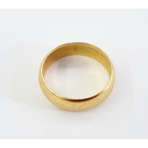 430 - 22ct gold wedding ring, plain, size E1/2, 3.7g approx.