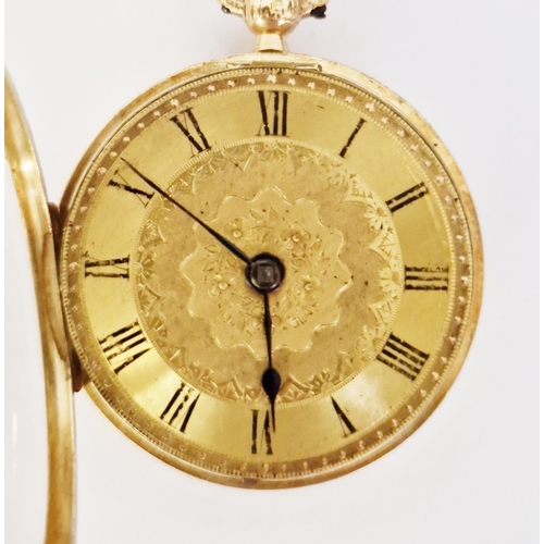 458 - Late Victorian 18ct gold cased pocket watch, the outer case adorned with ornate engraved foliate dec... 