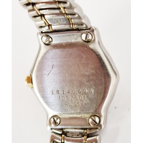 468 - Ladies steel and gold plated Ebel quartz wristwatch, the circular dial having gilt Roman numeral hou... 