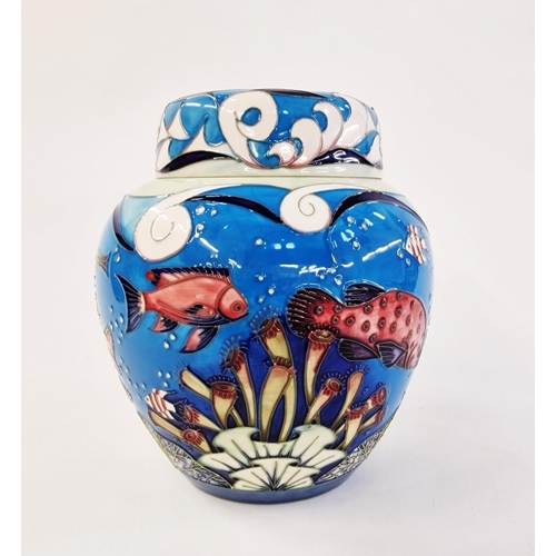 483 - Moorcroft 'Coral Reef' pattern large ginger jar and cover, signed 'Sian Leeper', printed and impress... 