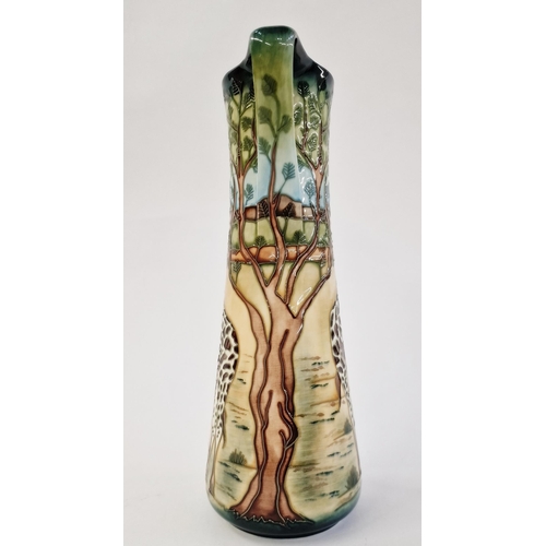 484 - Moorcroft 'Shimba Hills' pattern tall cylindrical jug, signed 'Sian Leeper', printed and impressed m... 