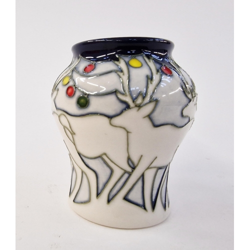 485 - Moorcroft small baluster reindeer-pattern vase, printed, painted and impressed marks, circa 2010, tu... 