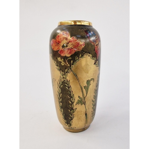 487 - Limoges porcelain oviform vase, circa 1900, printed puce marks, inscribed Emaux d'Art in gilding, de... 