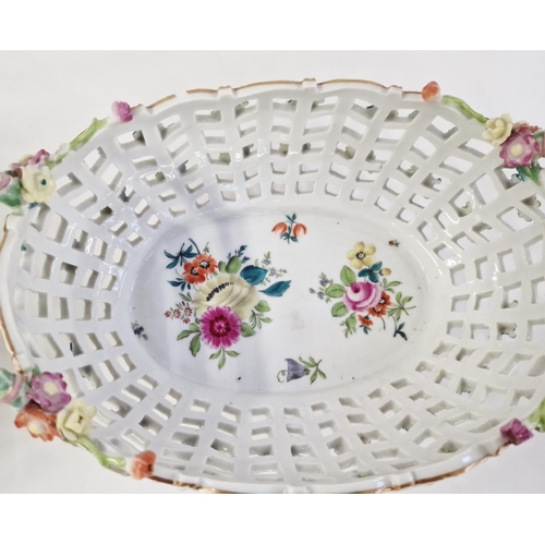 488 - Late 19th century Meissen (Outside Decorated) pierced two-handled shaped oval basket painted with pa... 