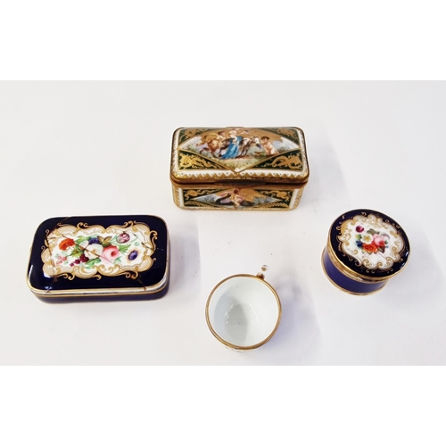 489 - Meissen (Outside Decorated) miniature blue ground teacup, with cancelled blue cross swords marks, pa... 