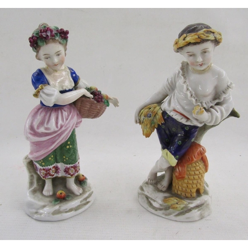 496 - Four continental porcelain figures in the Meissen-style, emblematic of the seasons, circa 1900, an E... 