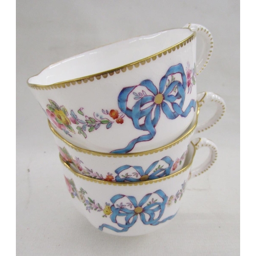 498 - Royal Worcester bone china part tea service, circa 1900, printed puce marks, iron-red pattern no.504... 