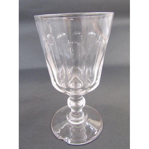 502 - Collection of cut glass goblets and rummers, late 19th/early 20th century, lappet cut above baluster... 