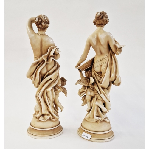 515 - Pair of late 19th century continental porcelain figure groups, impressed 297 painted numerals, model... 