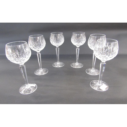 516 - Quantity cut glass to include six brandy balloons, six tumblers, six hocks, five various small wines... 