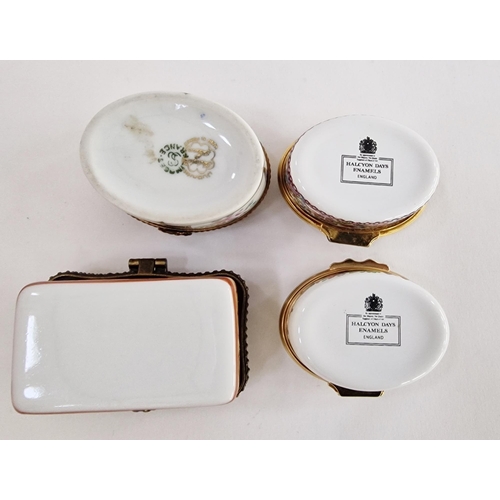 536 - Collection of modern enamel and porcelain gilt metal-mounted pill and snuff boxes, variously decorat... 