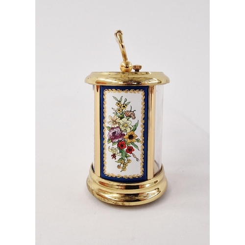 541 - Halcyon Days gilt-metal mounted and enamelled miniature carriage clock, of oval form with swing hand... 