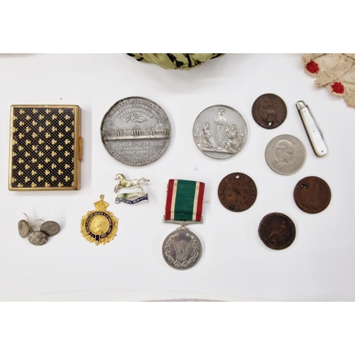 548 - Assorted collectables including: an 1862 International Exhibition medal by Ottley, Birmingham, the r... 