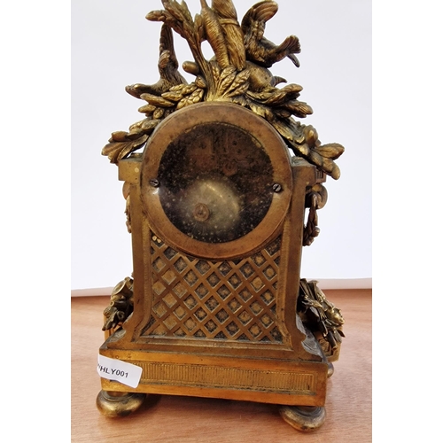 556 - Late 19th century French Sevres-style gilt-metal, porcelain and enamel mounted mantel clock, surmoun... 